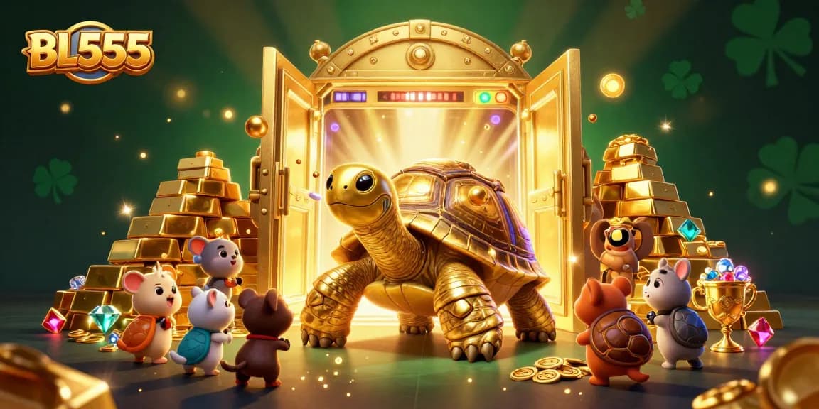 Engage in the thrilling 3D casino gaming experience at BL555 with our majestic golden tortoise avatar.