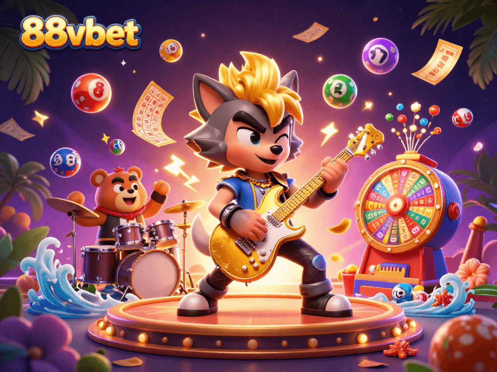 Experience the thrill of 88vbet with a vibrant 3D casino scene featuring dynamic characters and exhilarating game elements.