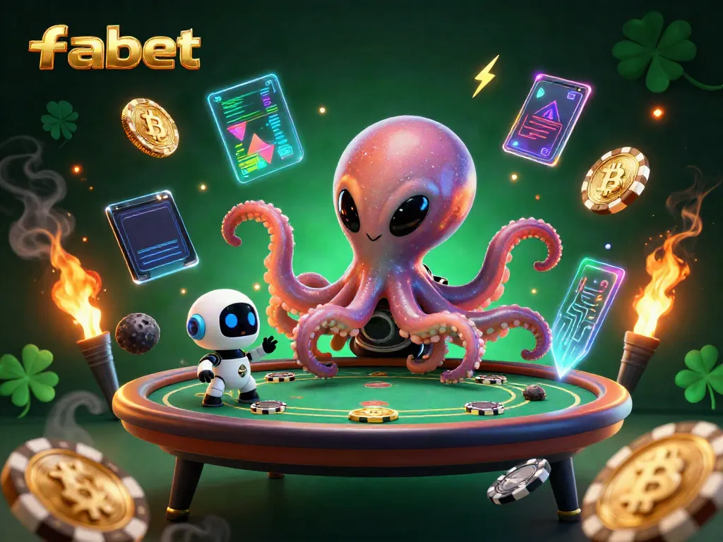 Experience the excitement of fabet's alien casino world with a thrilling holographic poker table.