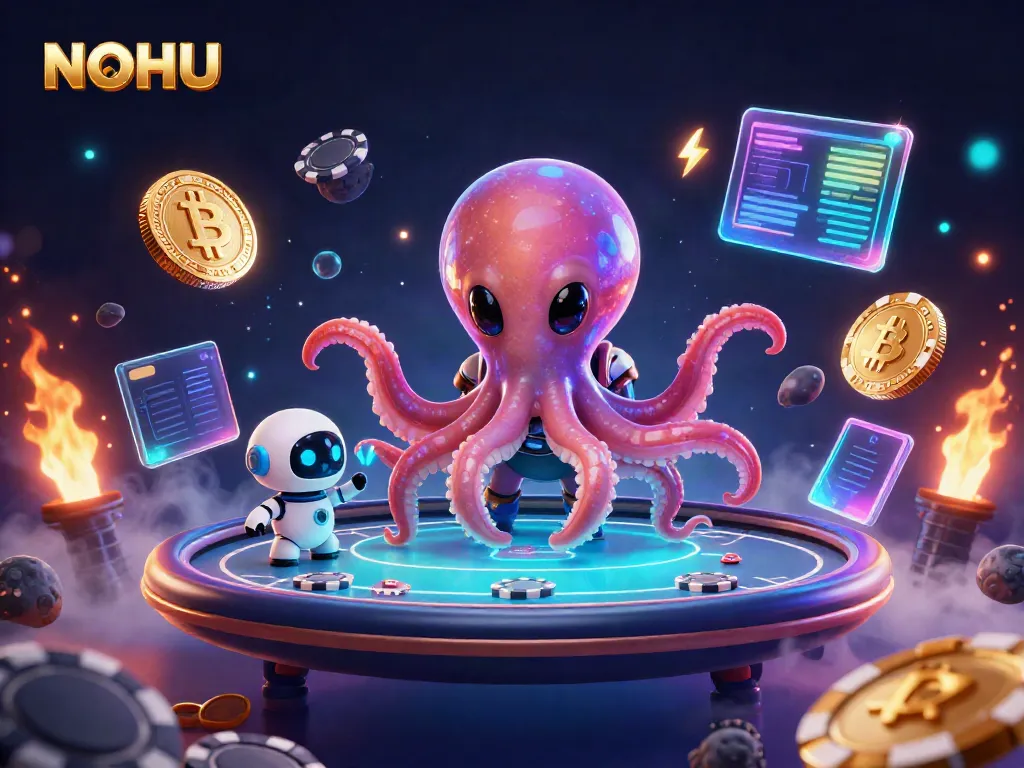 Experience thrilling gameplay at NOHU with a vibrant 3D illustration featuring alien characters and casino elements.