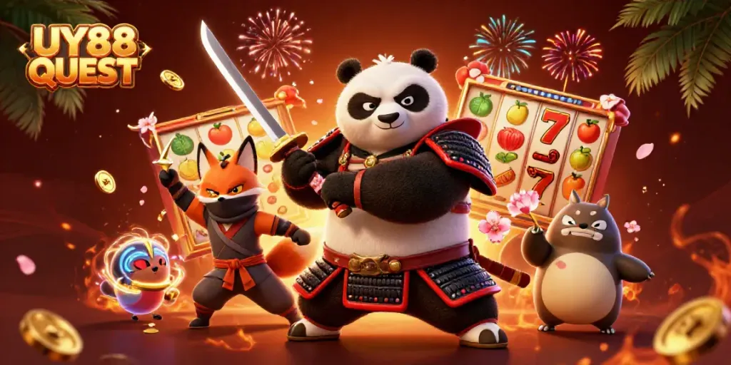 Engage with UY88 QUEST and experience the thrill of jackpot wins in this vibrant illustration.