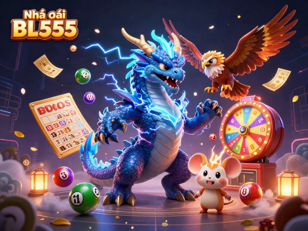 Experience thrilling gaming with Nhà cái BL555 as vibrant lottery elements create a dynamic casino atmosphere.