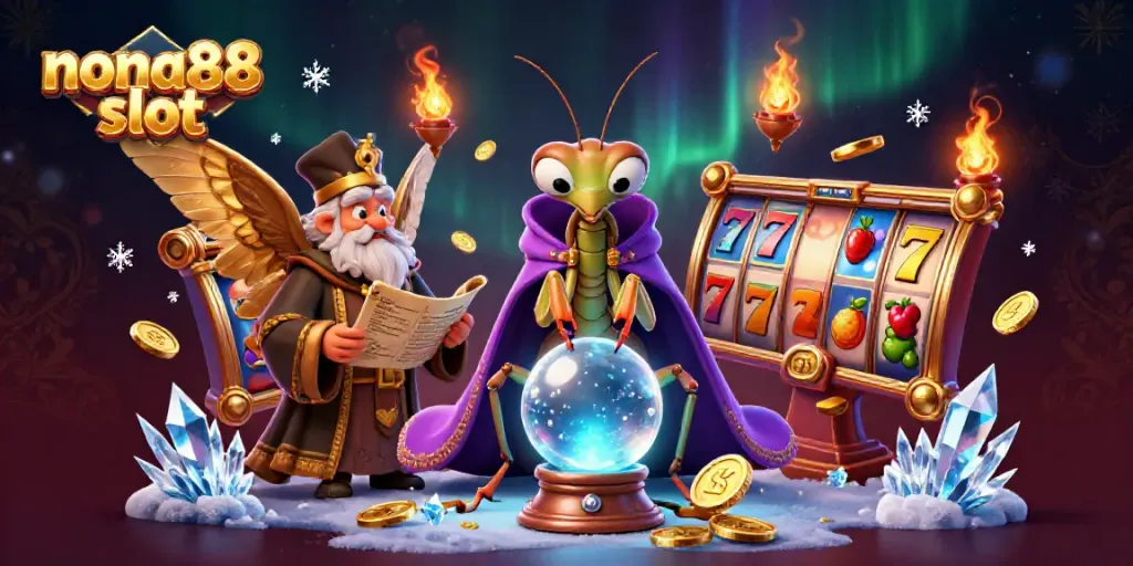 Experience the excitement of the nona88 slot with vibrant characters and dynamic gaming elements in a mystical scene.