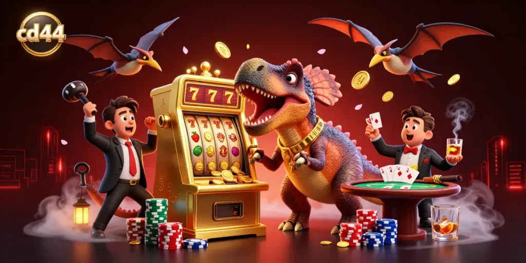 cd44 casino scene with dynamic characters and vibrant gaming elements for online betting.