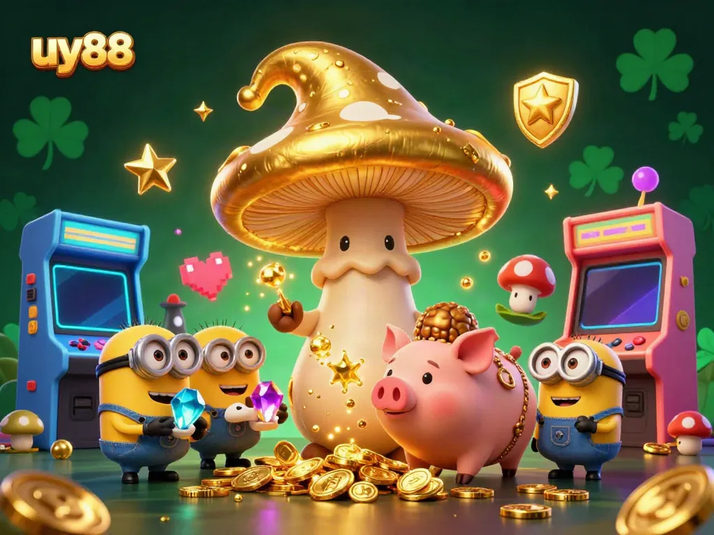 Play to win with uy88 in a vibrant gaming landscape, featuring magical elements.