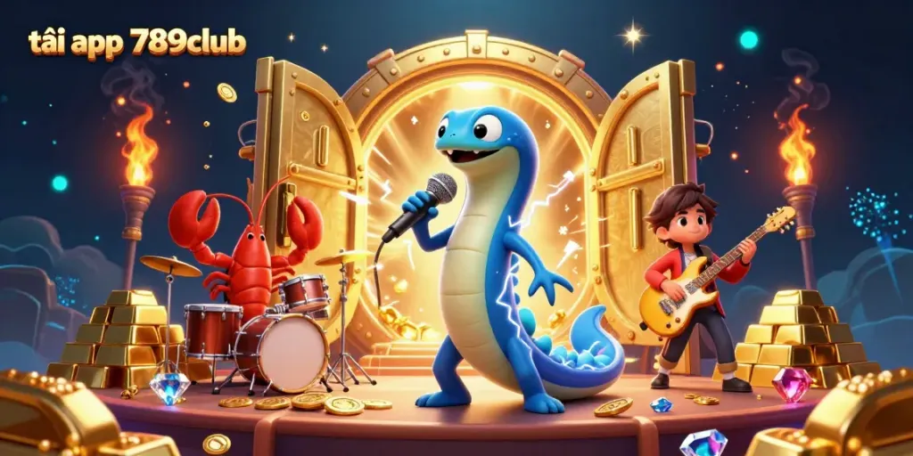 Engage in excitement with tải app 789club in this vibrant underwater casino scene, featuring lively characters.