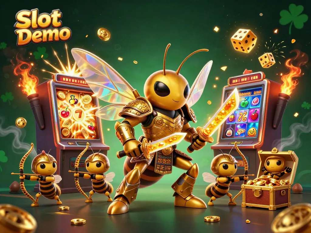 Experience Slot Demo action with a vibrant casino-themed illustration featuring dynamic characters and game elements.