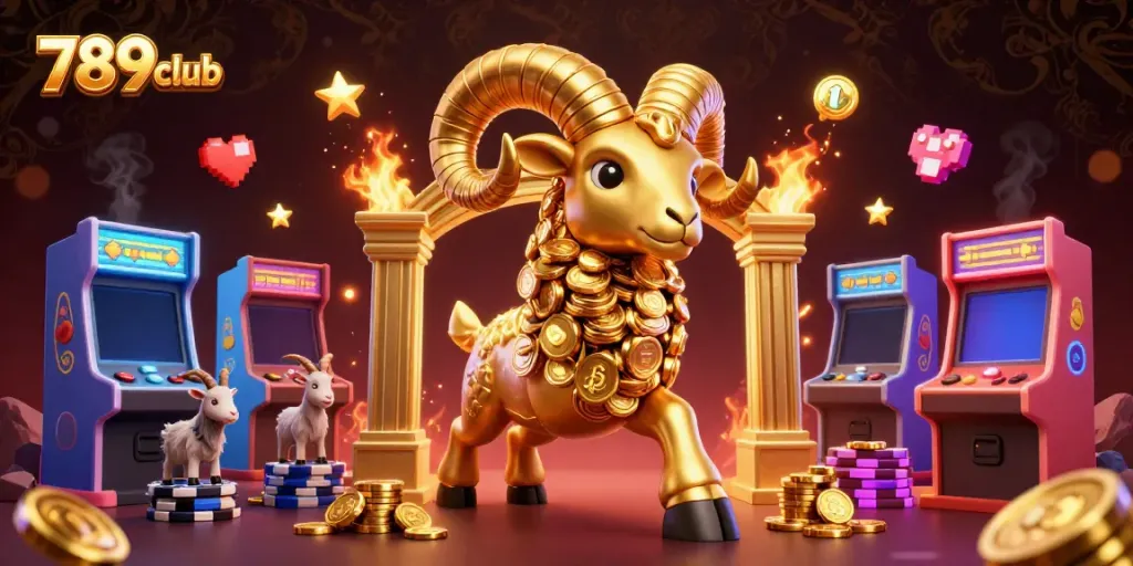 Experience thrilling gameplay action with 789club, showcasing vibrant 3D casino elements and a powerful ram charging forward.