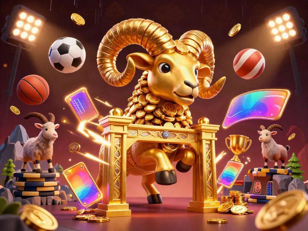 Experience thrilling gameplay at MCW678 with a dynamic scene of golden ram and flying sports elements.