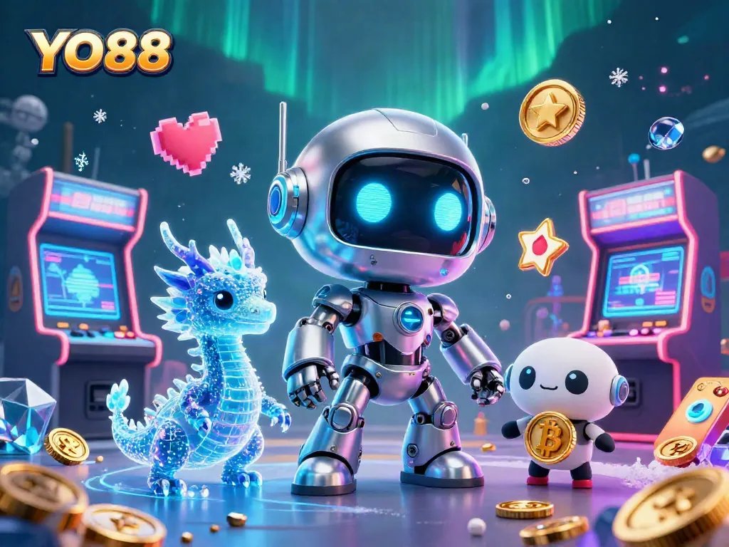 Experience epic gameplay at YO88 with our futuristic casino robots and vibrant gaming elements.