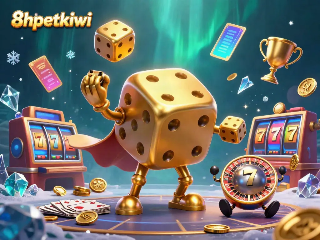 Experience thrilling casino excitement with 8xbetkiwi's vibrant 3D illustration featuring dynamic gameplay elements.