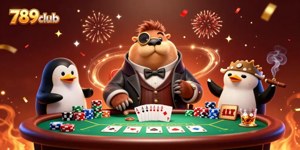 Engage in thrilling poker with 789club's jolly walrus, dealer penguin, and bluffing pufferfish.