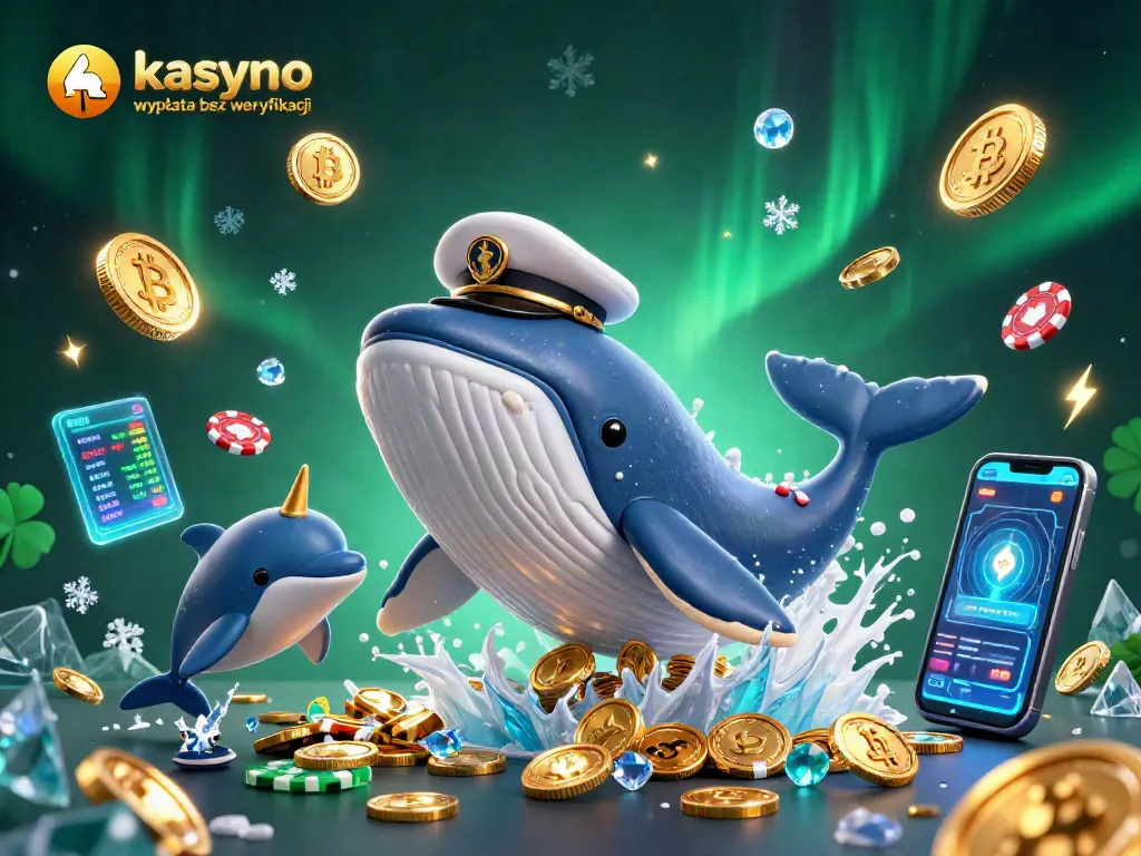 Experience the excitement at kasyno wypłata bez weryfikacji, featuring vibrant whales, crypto coins, and playful dolphins!
