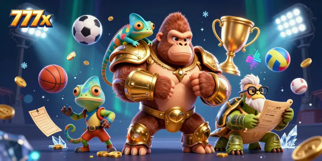 Experience the excitement of winning at 777x with dynamic sports action and vibrant casino elements.
