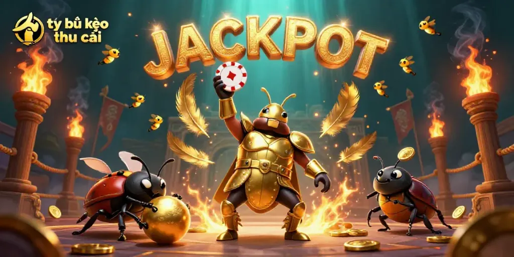 Celebrate wins with tỷ lệ kèo nhà cái featuring victorious characters in a magical gambling scene.