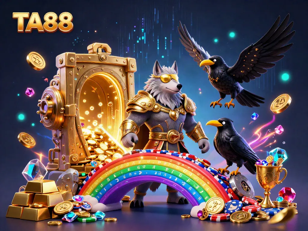 Bet on amazing winnings with TA88's vibrant Norse-themed casino scene featuring Odin and ravens.