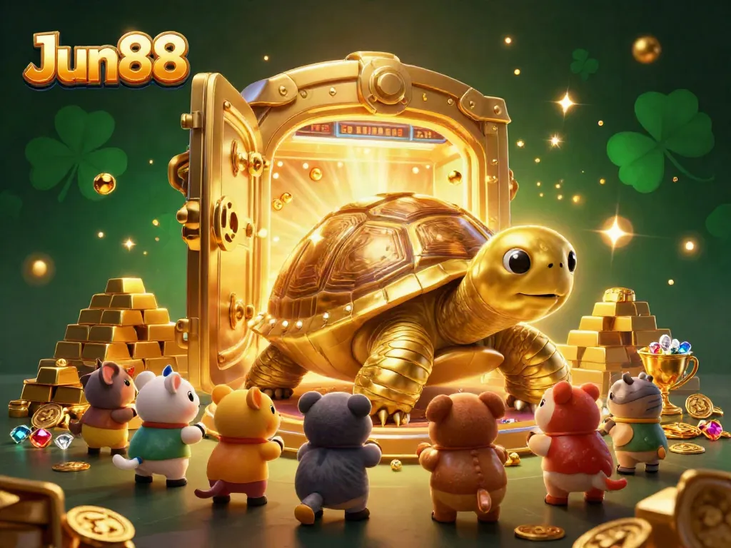 Experience thrilling gameplay in an immersive Jun88 casino world with vibrant gold treasures and dynamic characters.