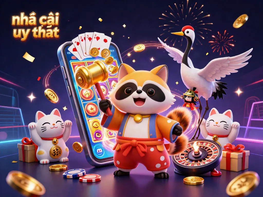 Engage with nhà cái uy tín by playing thrilling colorful slot games amidst festive characters.