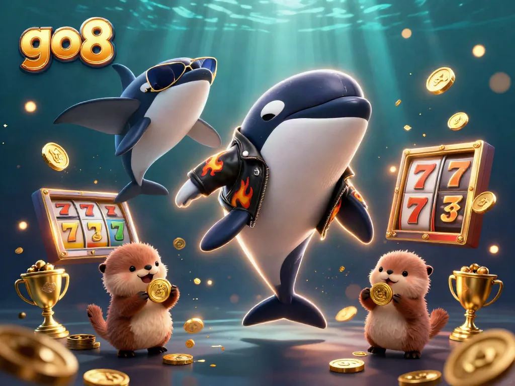 Experience thrilling casino excitement with go8 in an illustrated underwater scene.