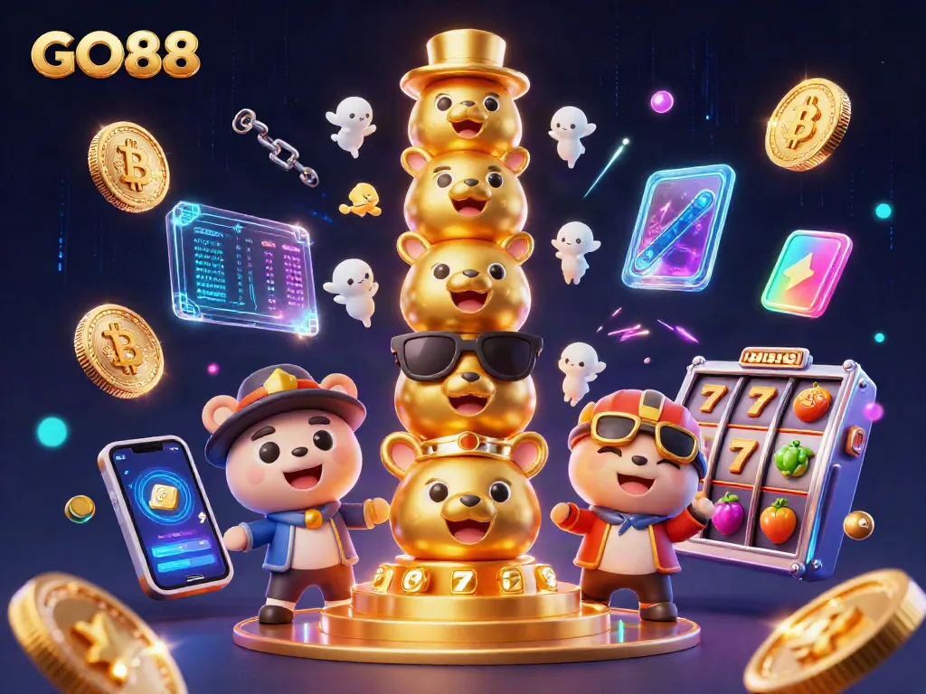 Engage with GO88's dynamic casino experience featuring a golden totem and vibrant game elements.