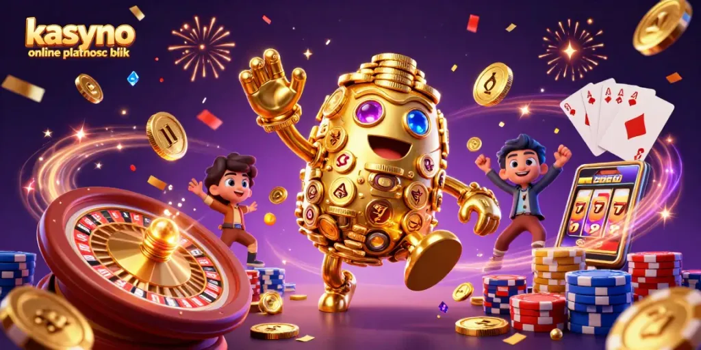 Spin winning reels at kasyno online platnosc blik with golden golem and casino elements.