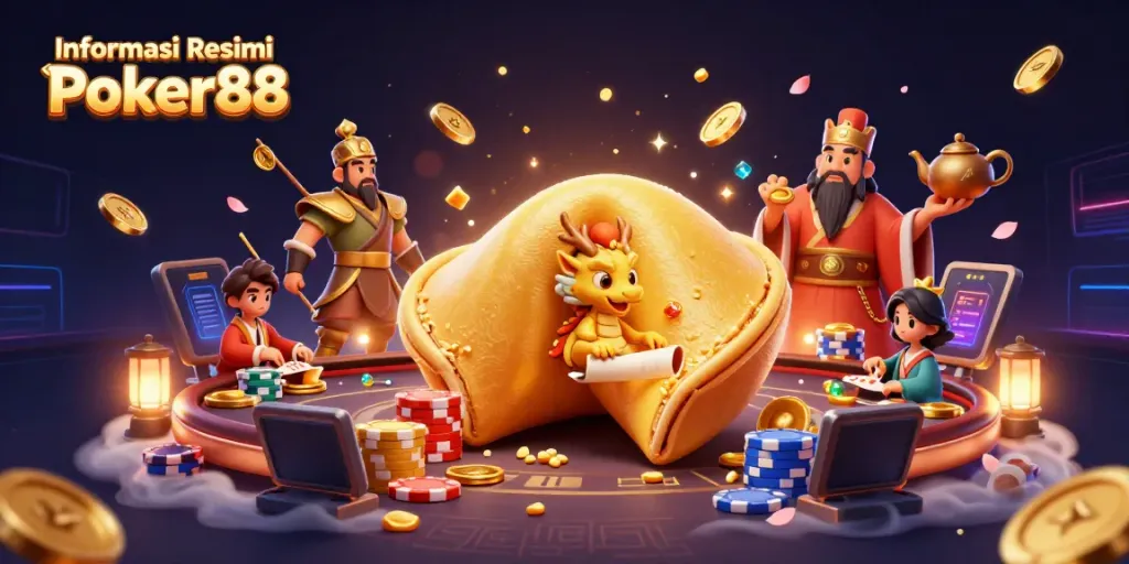 Engaging scene depicting Informasi Resmi Poker88, showcasing players at a poker table with dynamic gaming elements.
