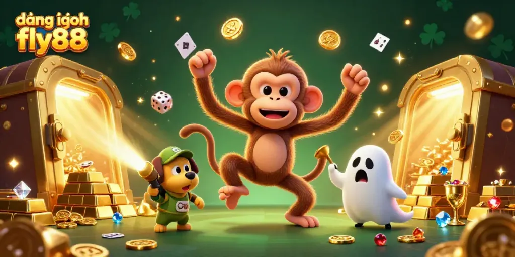 Engage with fun casino action at đăng nhập fly88, showcasing playful characters in a vibrant 3D scene.