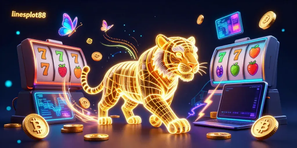 Experience thrilling slots action with lineslot88 in a vibrant digital casino landscape.