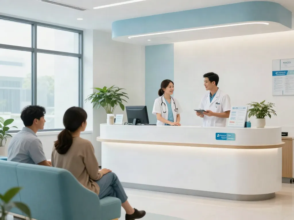 toto togel services in a healthcare clinic promoting patient care and medical assistance, featuring friendly staff and clean environment.