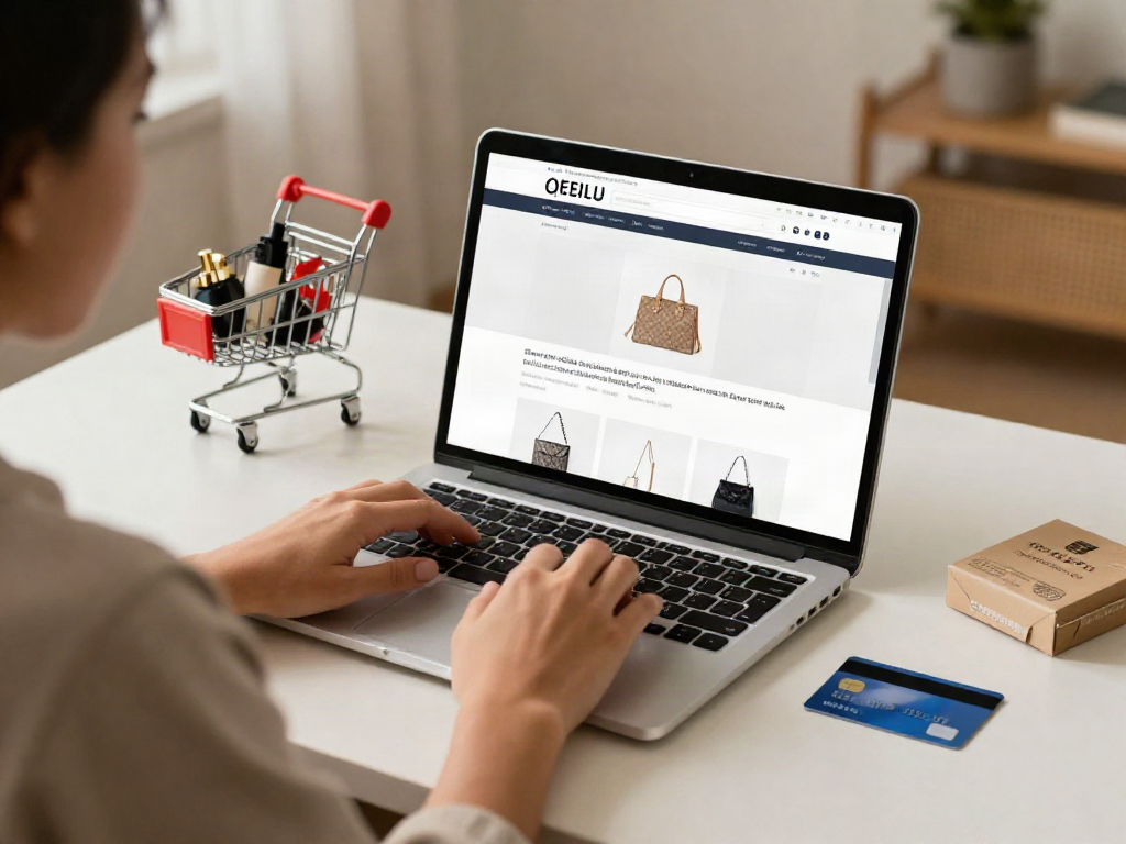 "Buy Replica Online: Stylish shopping experience with designer products in an e-commerce environment."