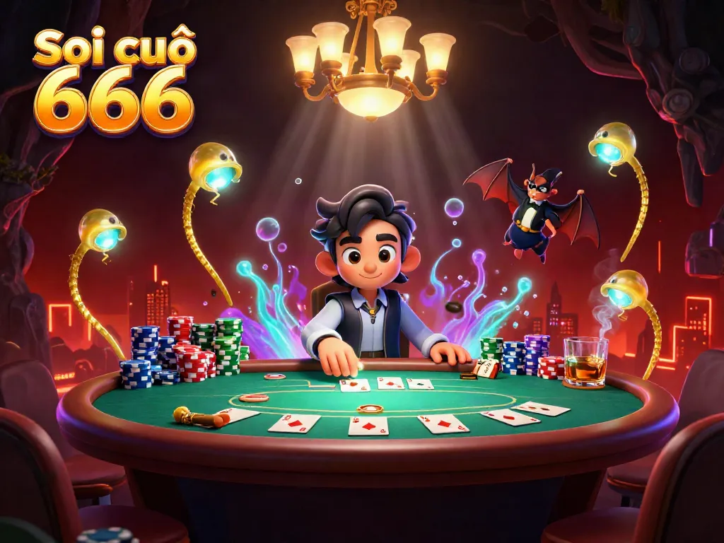 Experience Soi cầu 666 with glowworms lighting up a vibrant cave casino scene rich in gambling elements.
