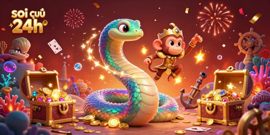 Engage in soi cầu 24h with this festive 3D illustration featuring magical elements and vibrant casino themes.