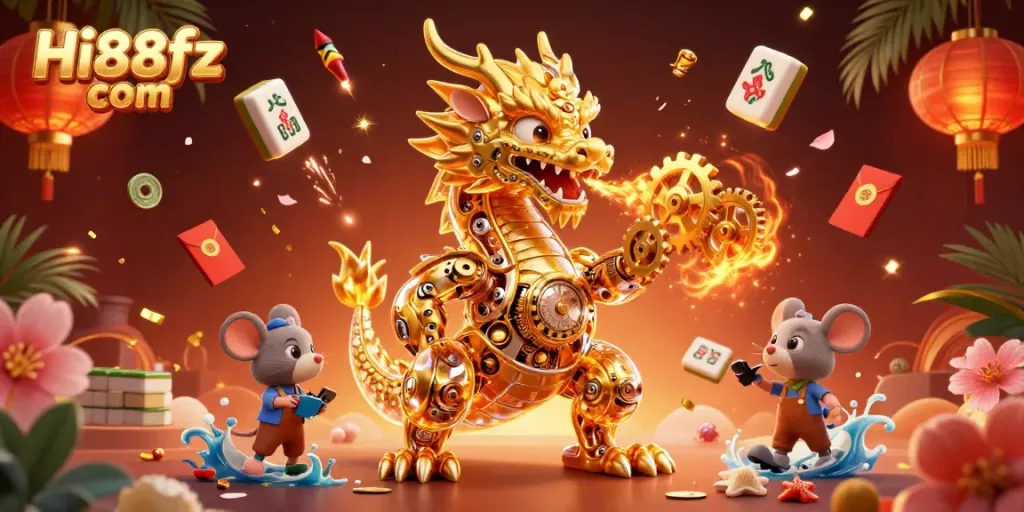 Experience thrilling fortune with Hi88fz com's exciting casino elements in a vibrant 3D scene.