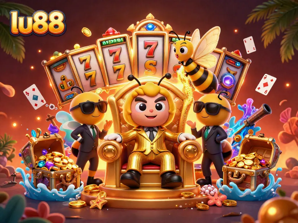 Experience thrilling gameplay at lu88 with vibrant slot elements and a dynamic casino scene.