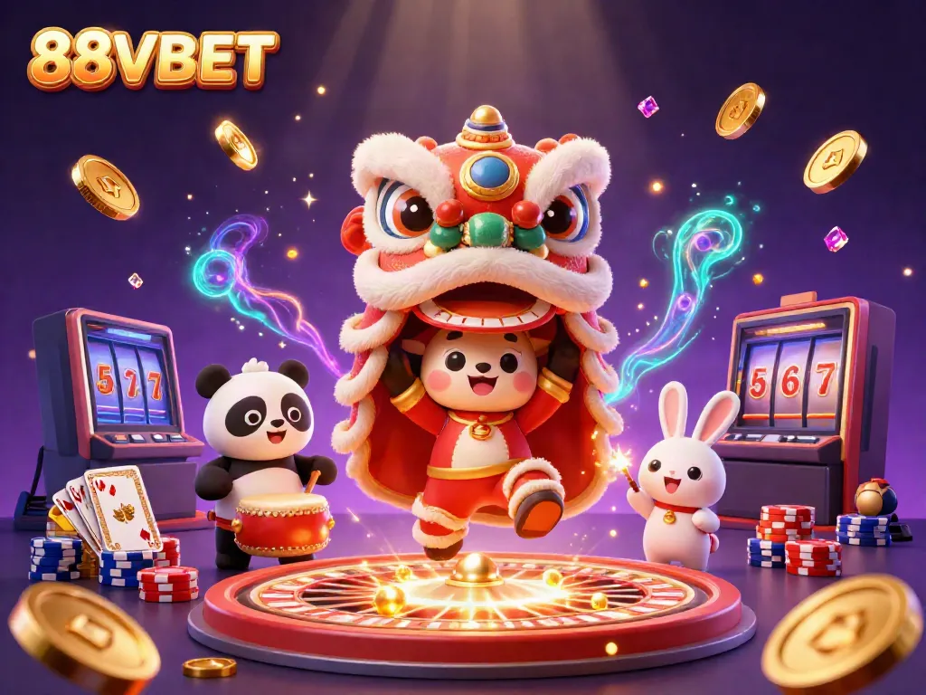 Experience the excitement of casino gaming with 88VBET featuring vibrant characters and dynamic game elements.