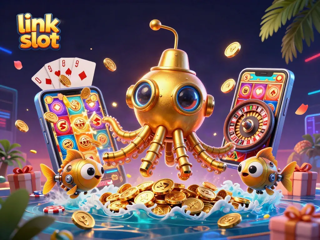 Play engaging link slot games with vibrant themes and interactive features in a casino atmosphere.