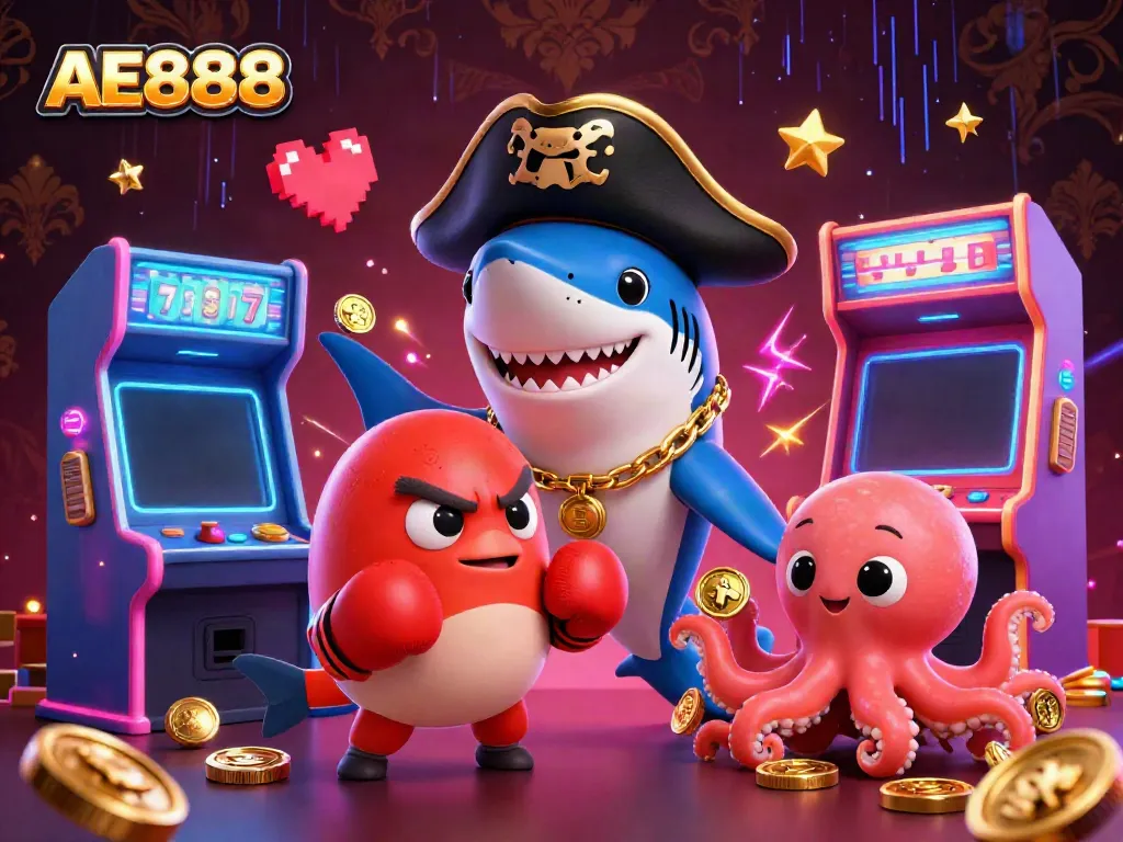 Spin the reels with AE888, where the pirate shark meets casino fun in a vibrant gaming world.