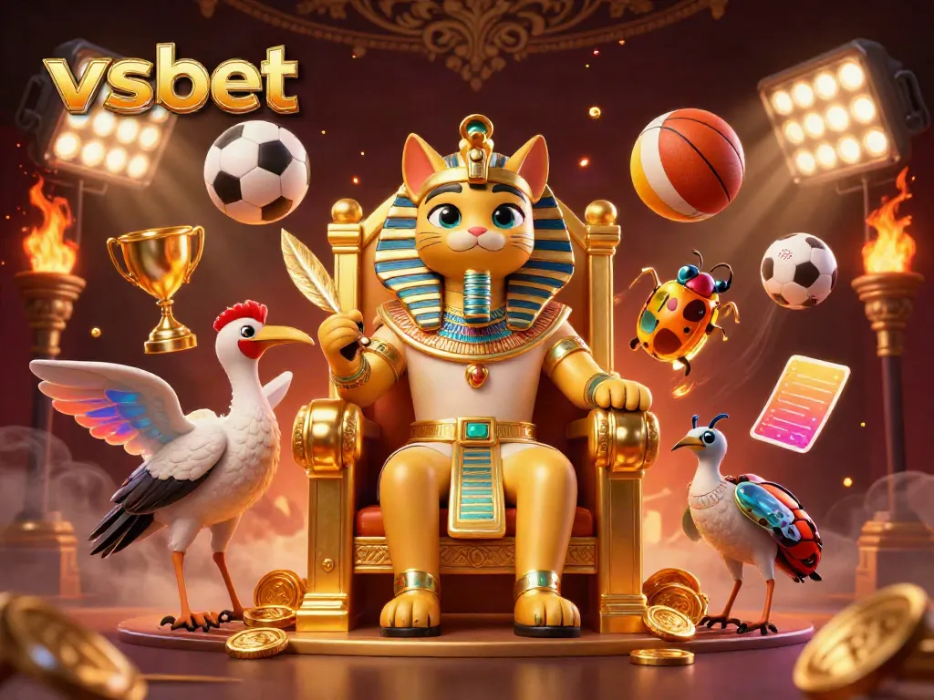 Experience the excitement of vsbet with animated Egyptian characters and dynamic sports elements.